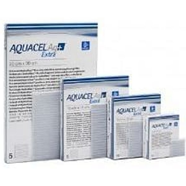 Medicazione In Hydrofiber E Ioni Argento Intessuta In Lyocell Aquacel Ag + Extra 15X15Cm 5 Pezzi-image