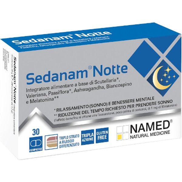 Named Sedanam Notte 30 Compresse Con Melatonina Per Sonno E Rilassamento-image