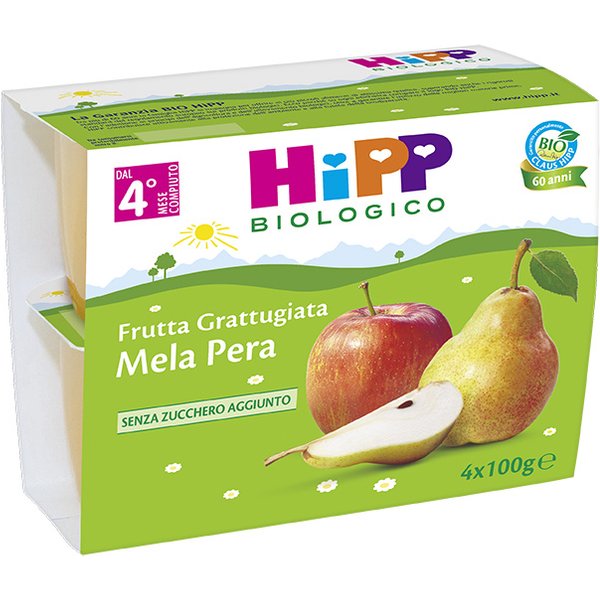 Hipp Frutta Grattugiata Bio Mela E Pera 4X100G 4+ Mesi-image