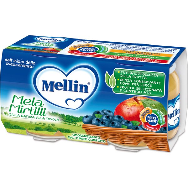 Omogeneizzato Mellin Mela Mirtillo 2X100G-image