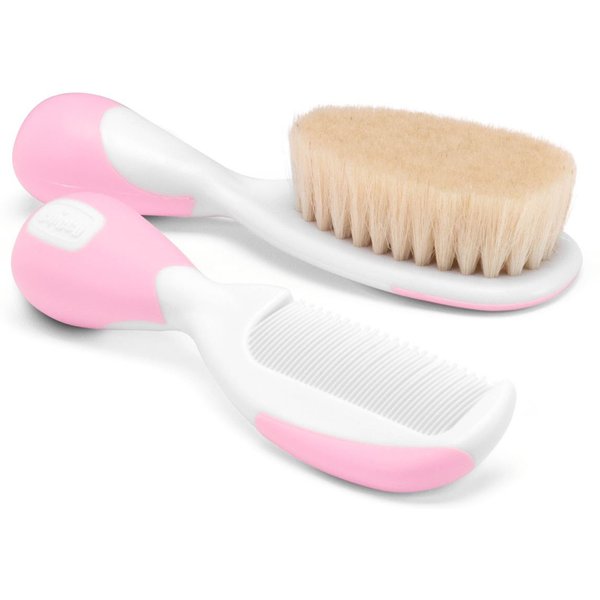 Chicco Spazzola + Pettine Naturali Rosa 0M+-image