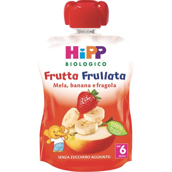 Hipp Frutta Frullata Bio Mela Banana Fragola Bambini 90G-image