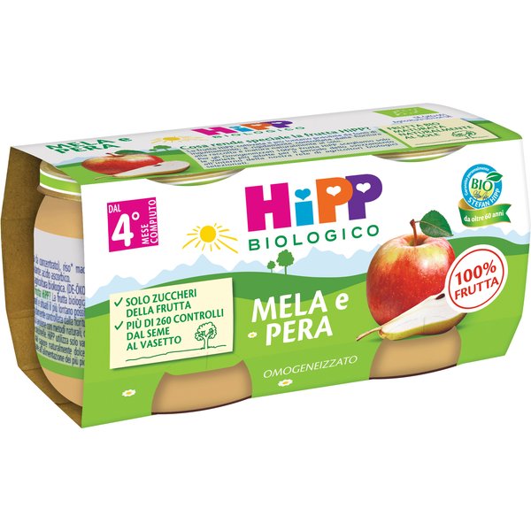 Hipp Bio Omogeneizzato Mela E Pera 4+ Mesi 2X80G-image