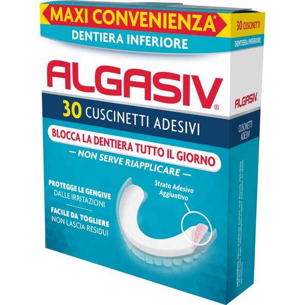 Algasiv Cuscinetti Adesivi Per Dentiera Inferiore 30 Pezzi-image