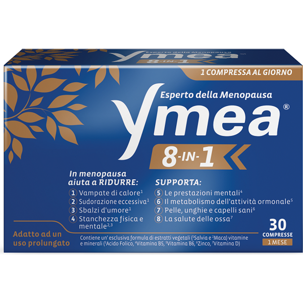 Ymea 8IN1 Integratore Menopausa 30 Compresse Vegano Senza Glutine E Lattosio-image