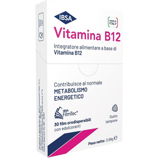 Ibsa Vitamina B12 Integratore 30 Film Orodispersibili Lampone Senza Glutine-image