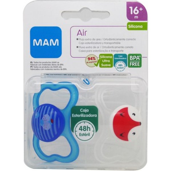 Mam Chupete Air Silicona 16 meses Azul