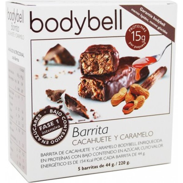 Bodybell Barrita Cacahuete Caramelo 5 Unidades 44 g