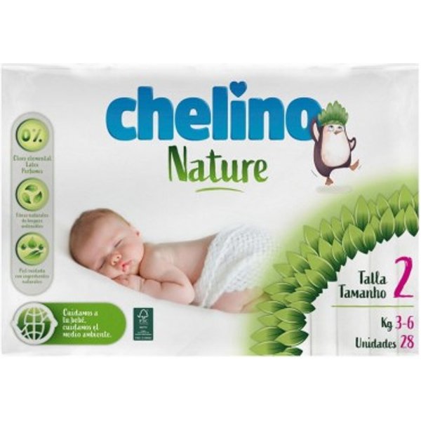 Chelino Nature Talla 2 3-6 Kg 28 Unidades