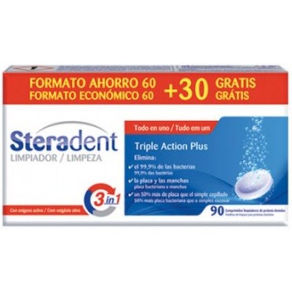 Steradent Triple accion 60 + 30 Pastillas