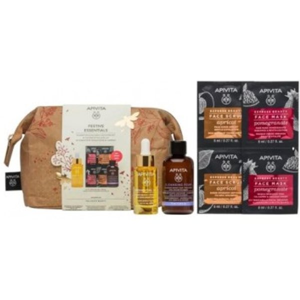 Apivita Beessential Oils 15ml + Crema Espuma Limpiadora 75ml + 4 Mascarillas Pack