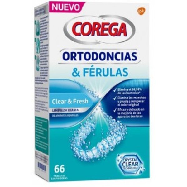 Corega Ortodoncias y Férulas 66 Tabletas Limpiadoras