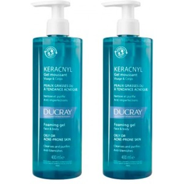 Ducray Keracnyl Gel Limpiador 400 ml + 400 ml