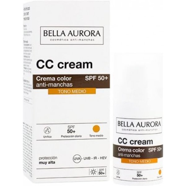 Bella Aurora Crema Color Anti Manchas Spf50+ Tono Medio 30ml