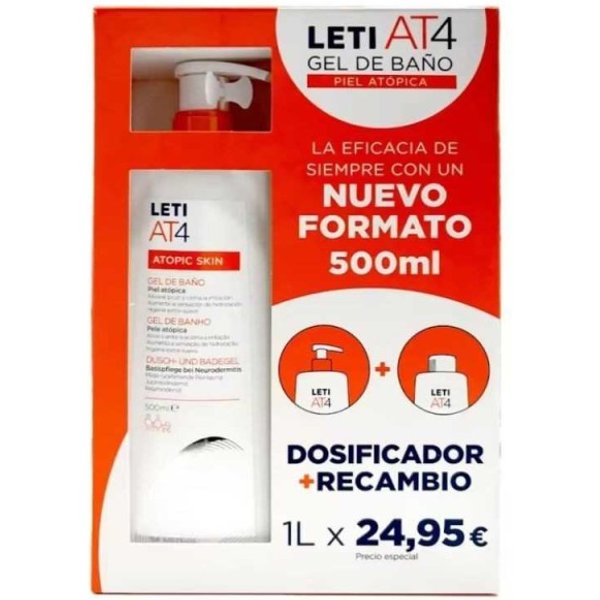 Leti At4 Atopic Skin Gel Baño Dermograso 500 ml + Recambio 500 ml