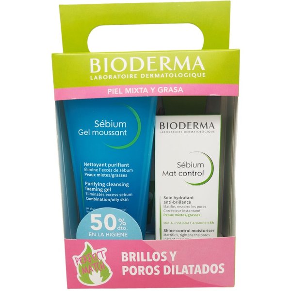 Bioderma Pack Brillos y Poros Dilatados Sébium Gel Limpiador 200ml + Sébium Mat Control 30ml