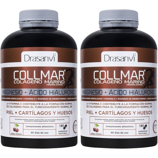 F24 Collmar Colágeno Marino Magnesio Hialurónico Cereza 180 + 180 Comprimidos Masticables Duplo Drasanvi