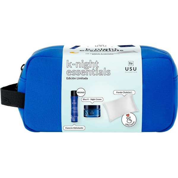 Usu Cosmetics Blue K Night 50ml + Esencia Hidratante 10ml + ChokChok Funda Gris Perla + Neceser