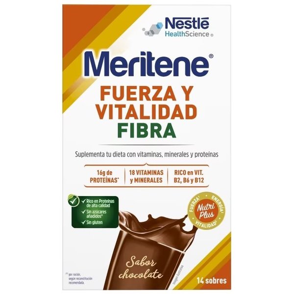 Meritene Fuerza y Vitalidad Chocolate Fibra 14 sobres