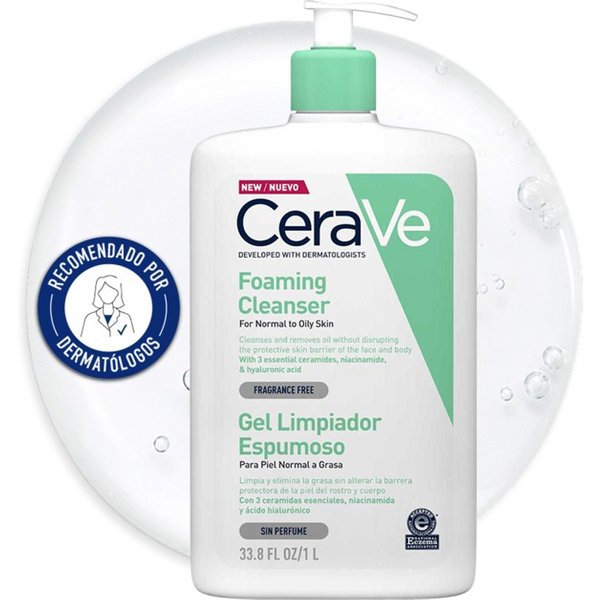 Cerave Gel Limpiador Espumoso Piel Normal a Grasa 1000ml Familiar