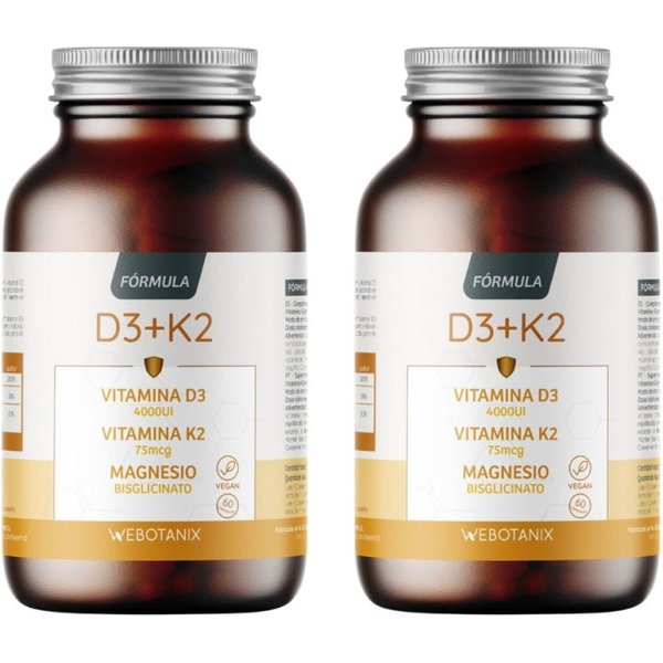 Webotanix Vitamina D3 + K2 Magnesio 60 +60 Cápsulas Pack Ahorro