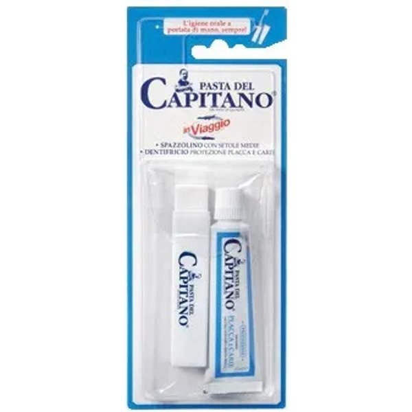 Pasta Del Capitano Kit Da Viaggio Tascabile Spazzolino Da Denti Setole Medie + Dentifricio Protezione Placca E Carie 25Ml-image