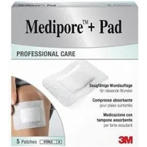 Nexcare Medicazione Sterile In Tnt Con Tampone Assorbente Medipore+ Pad - 5 Medicazioni Da 10 X 20 Cm-image