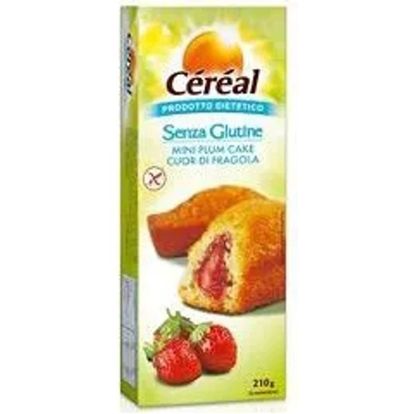 Cereal Merendine Senza Glutine Per Celiaci Mini Plumcake Con Cuore Di Fragola 210 G-image
