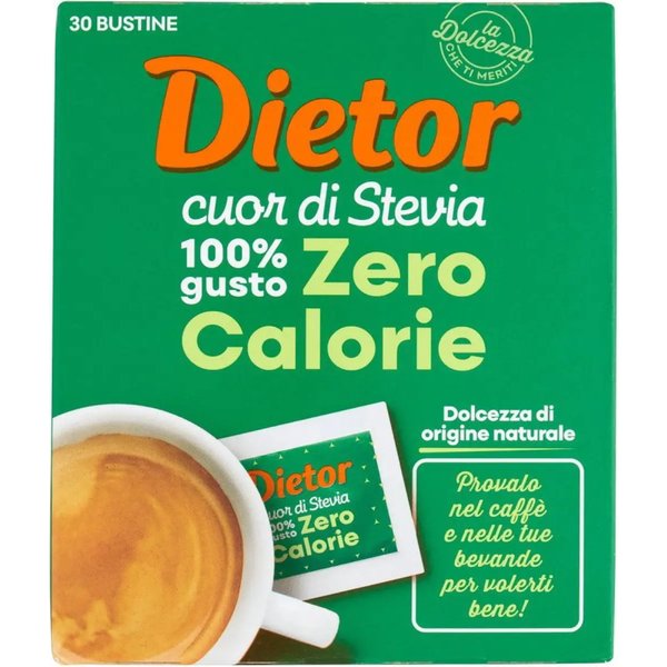 Dietor Dolcificante Ipocalorico Con Estratto Di Foglie Di Stevia Cuore Naturale 30 Bustine-image