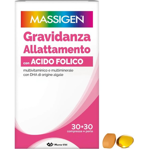 Massigen dailyvit+ integratore alimentare per gravidanza e allattamento 30 perle + 30 compresse-image
