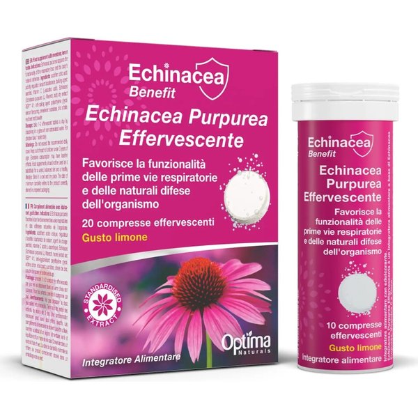 Optima Naturals Echinacea Purpurea 20 Compresse Effervescente Gusto Limone - Integratore Per Le Vie Respiratorie-image