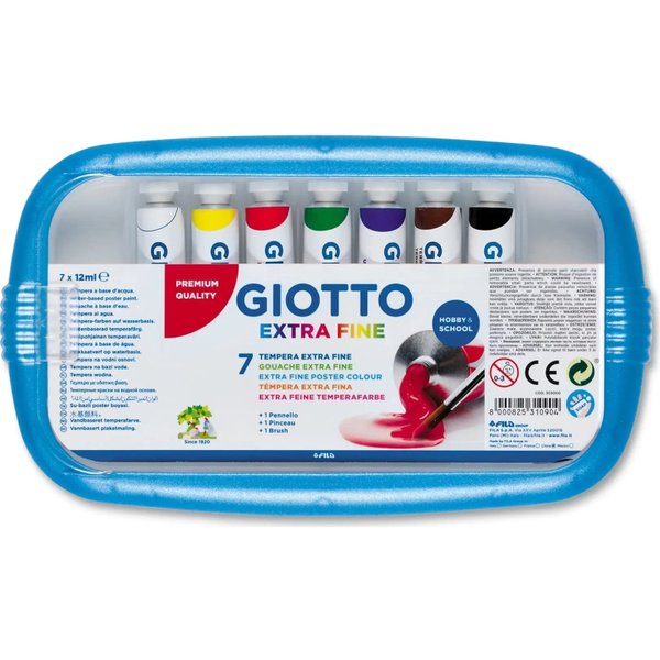 Giotto Tempera Extrafine Confezione 7 Tempere In Tubetto Colori Assortiti 12Ml-image