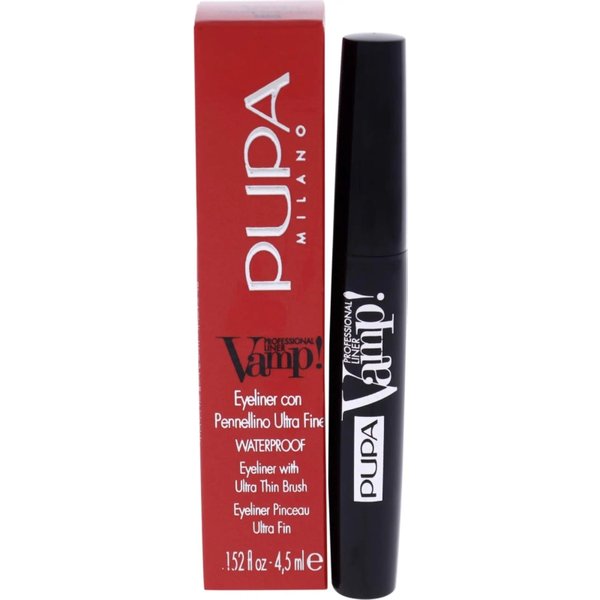 Pupa Vamp Professional Liner Con Pennellino Ultra Fine - Eyeliner 100 Extra Black-image
