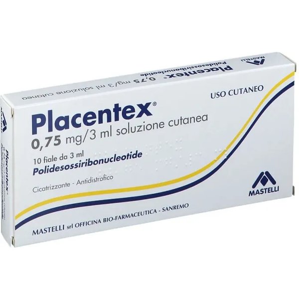 Placentex 0,75 Mg/3 Ml - Soluzione Cutanea Cicatrizzante Antidistrofico 10 Fiale Da 3 Ml-image