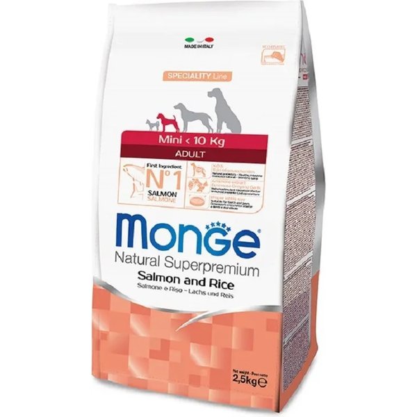 Monge Super Premium Adult Mini Salmone-Riso Cibo Secco Per Cani 2,5 Kg-image