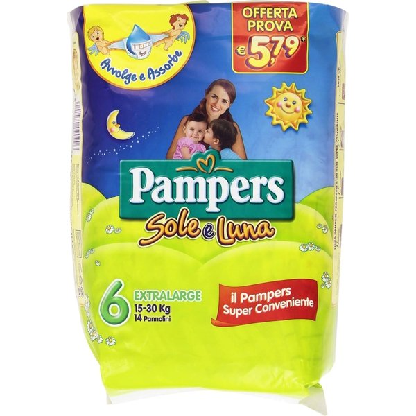 Pampers Sole E Luna Extralarge - Taglia 6 (15-30 Kg) 13 Pannolini-image
