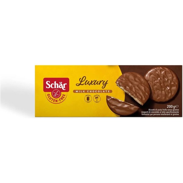 luxury - biscotti di pasta frolla senza glutine ricoperti di cioccolato al latte 200 g-image