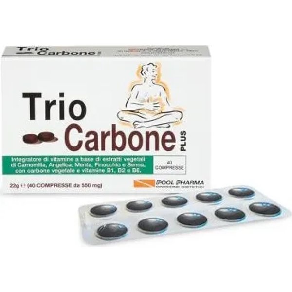 Triocarbone plus 40 compresse - integratore alimentare per il gonfiore addominale-image