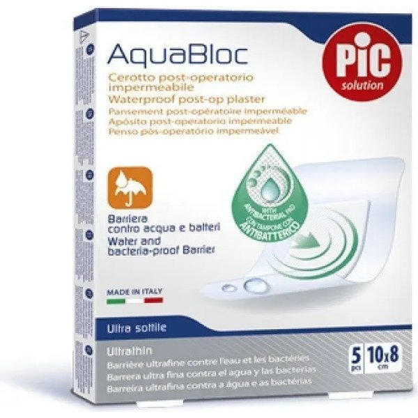 Pic Cerotti Post-Operatori Impermeabili Aquabloc - 5 Medicazioni 10 X 8 Cm-image