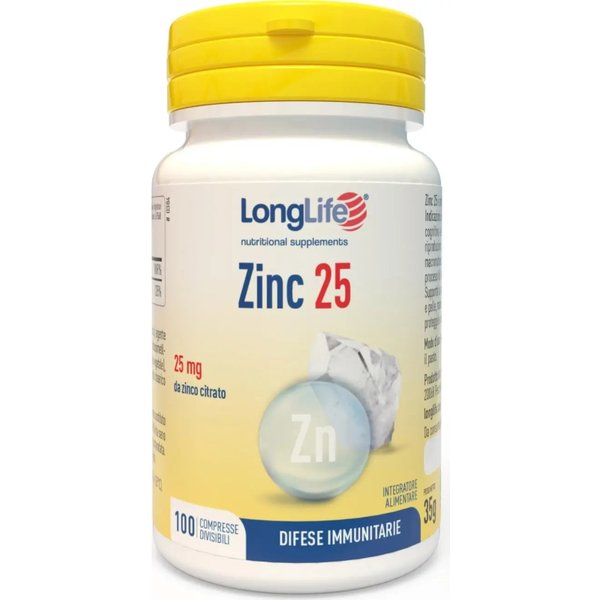 Longlife Zinc 25 - Integratore Di Zinco 100 Compresse-image