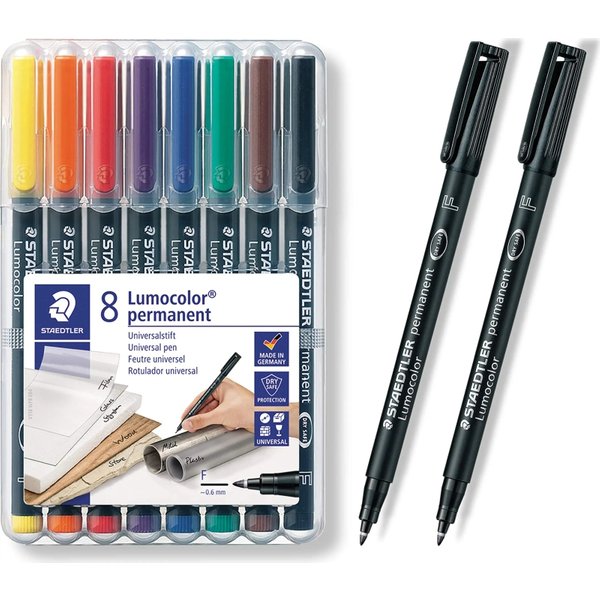 Staedtler Lumocolor Permanent - Pennarelli Indelebili Colori Assortiti - Confezione Da 6 Pezzi-image