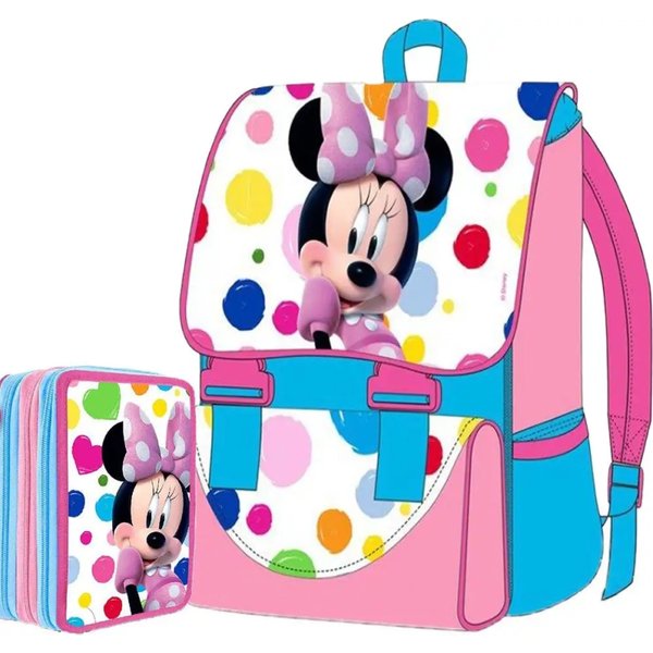 Disney Minnie - Kit Zaino Estensibile + Astuccio 3 Zip-image