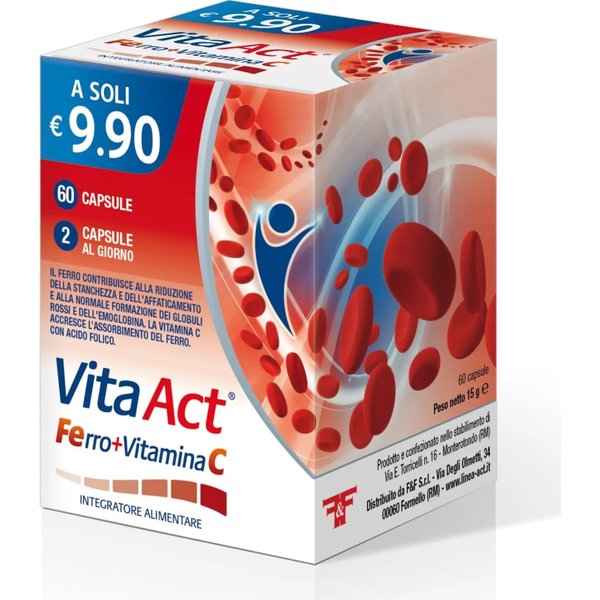 Vita Act Ferro + Vitamina C 60 Capsule - Integratore Di Vitamine E Minerali-image