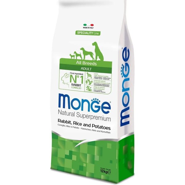 Monge Natural Superpremium Adult All Breeds Mangime Secco Riso Patate E Coniglio 12 Kg-image