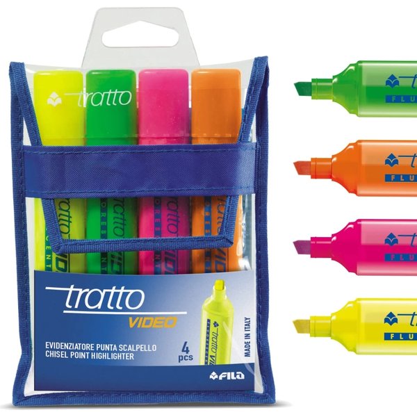 Tratto Video - Confezione 4 Evidenziatori Colori Assortiti-image