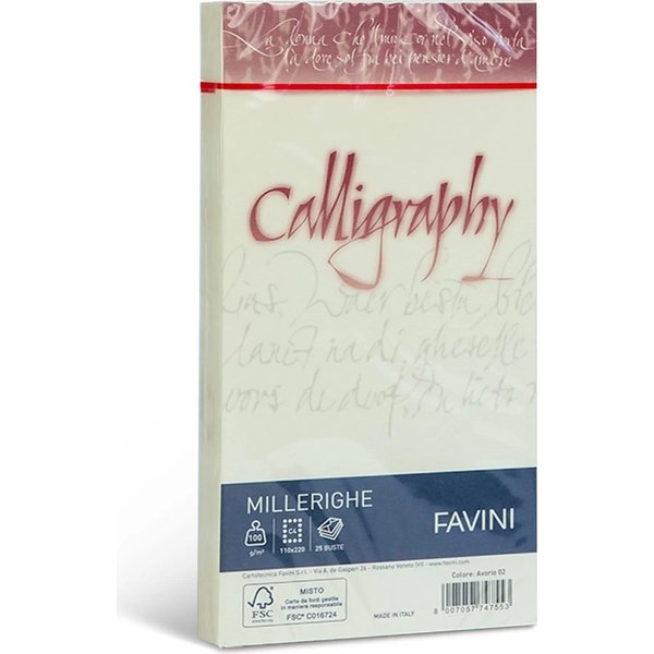 Favini Calligraphy Millerighe 11X22 Cm 100G - 25 Buste Avorio-image