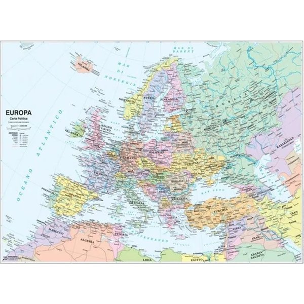 Belletti Carta Geografica Murale Dell’Europa Fisica E Politica 132X99 Cm-image