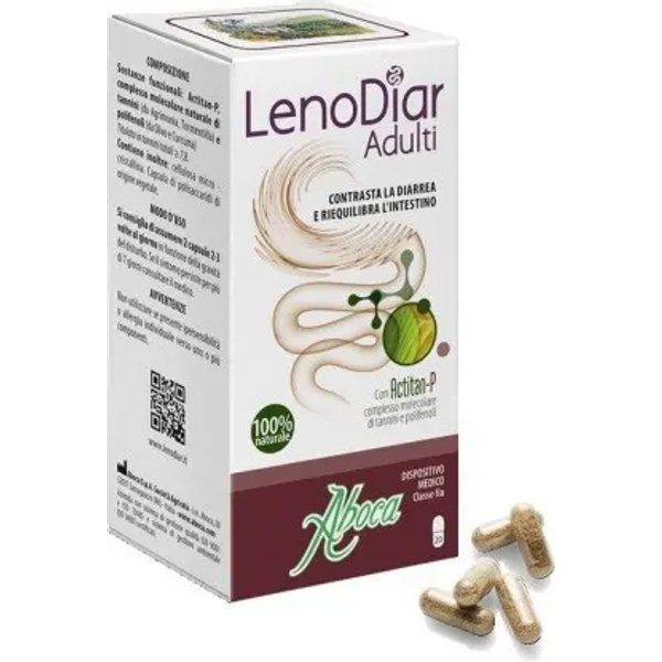 Aboca Lenodiar Adulti - Dispositivo Medico Per Il Trattamento Della Diarrea 20 Capsule-image