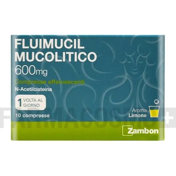 Fluimucil Mucolitico 600 Mg - Farmaco Fluidificante 10 Compresse Aroma Limone-image