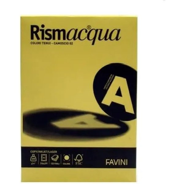 Favini Rismacqua - Cartoncino Colorato A4 Colore Giallino 200 G/Mq - Risma Da 125 Fogli-image
